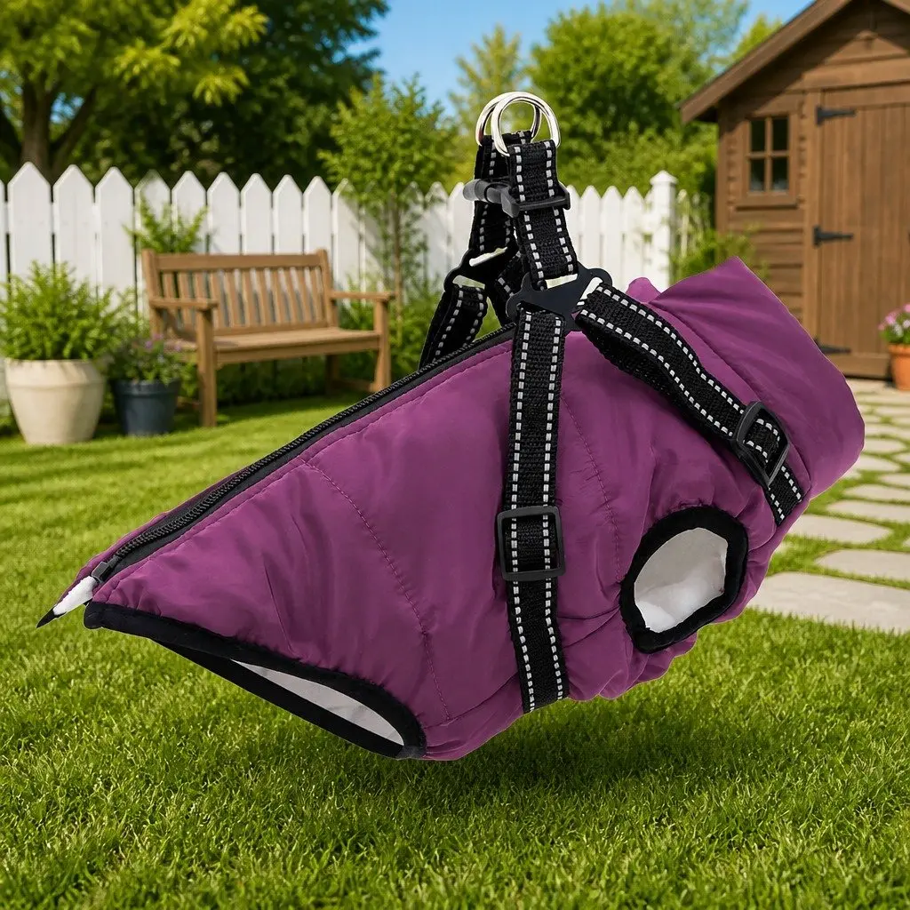 Dog Coat L28 Waterproof Windproof Fleece Polyester Purple