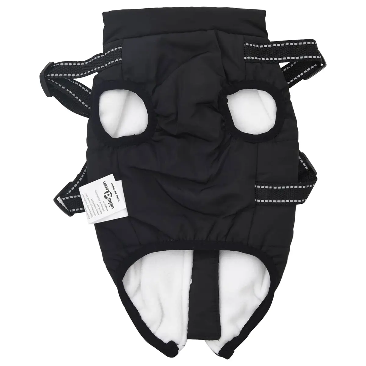 Dog Coat Outdoor Winter Warm L28 Black Fleece Polyester Adjustable Reflective