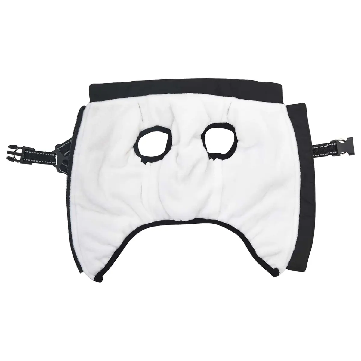 Dog Coat Outdoor Winter Warm L36 Black Fleece Polyester Adjustable Harness