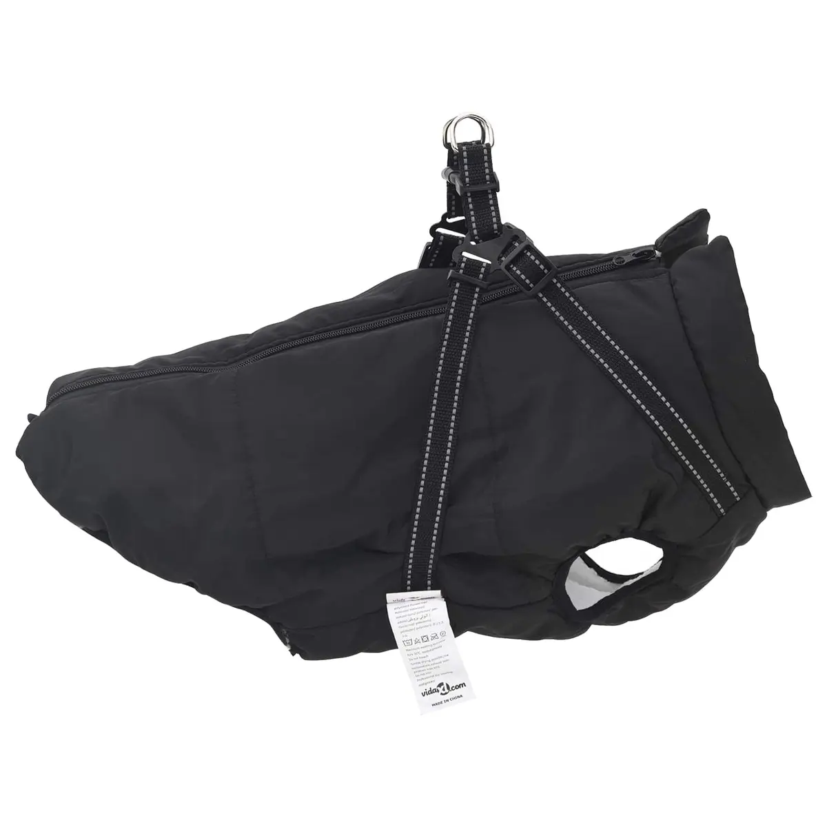 Dog Coat Warm Winter L44 Black Fleece Polyester Adjustable