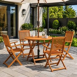 Warm and Functional 5-Piece Eucalyptus Dining Set