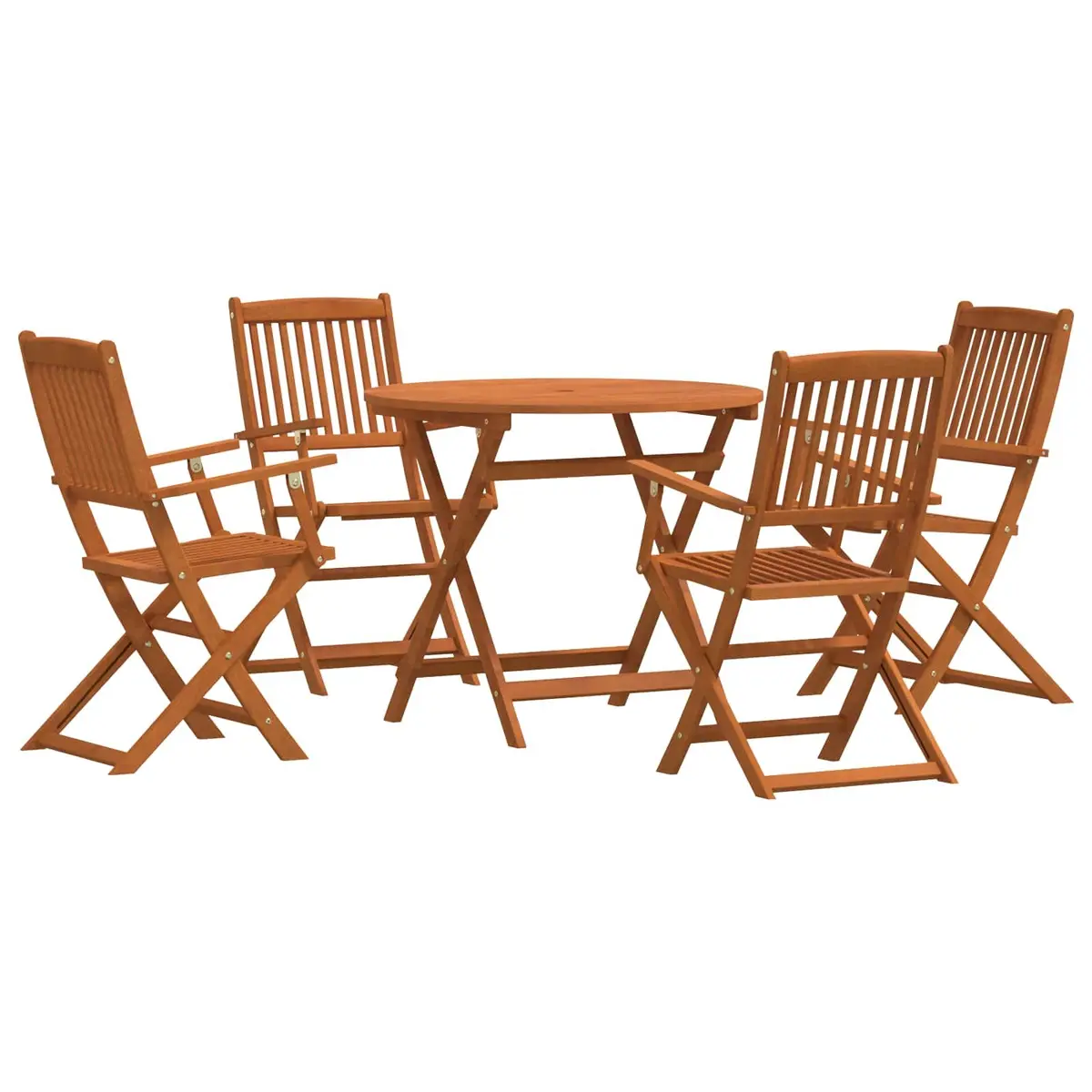 Outdoor Furniture Set Foldable Patio Dining 5 Piece Brown Wood Table