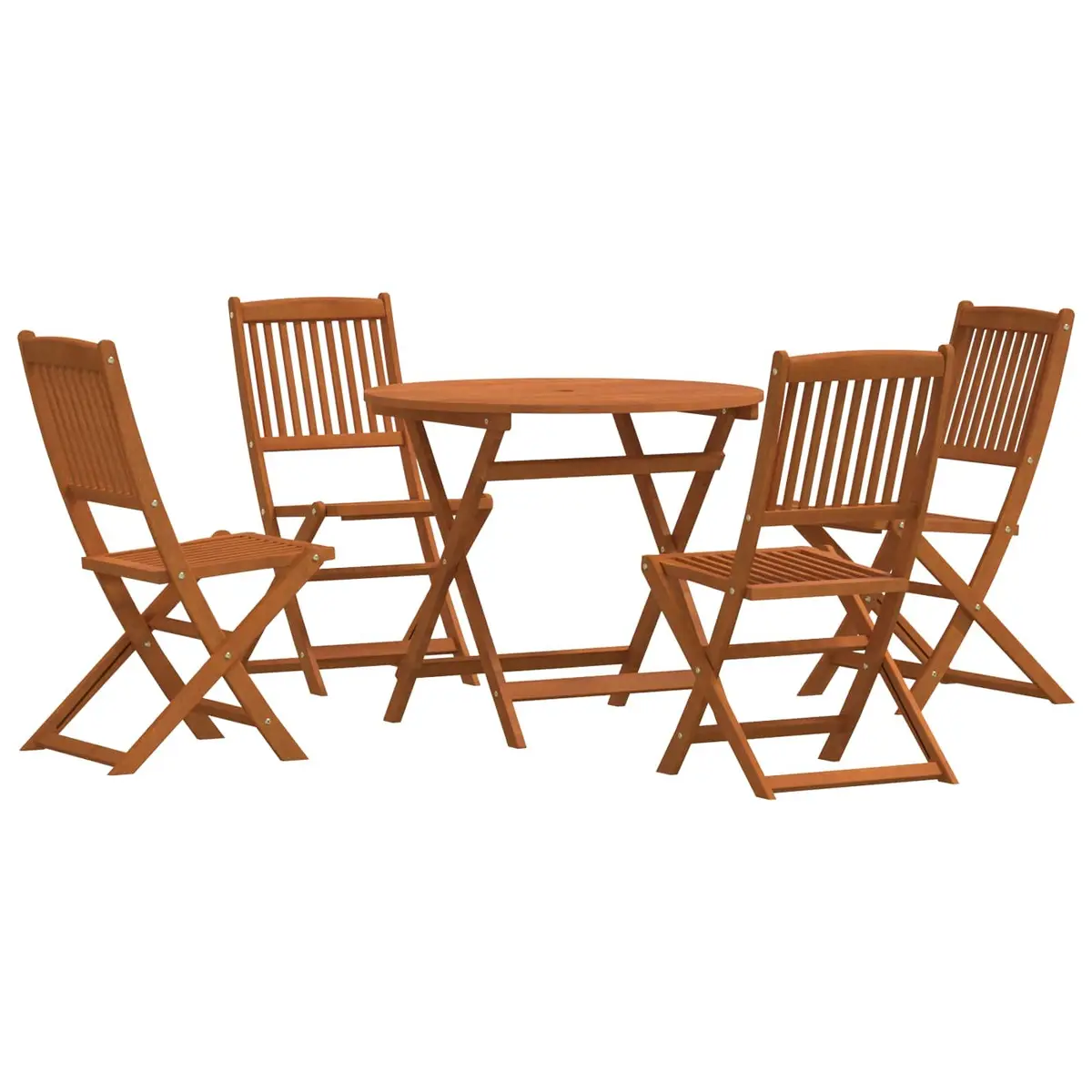 Outdoor Furniture Set Foldable Patio Garden Dining 5 Piece Solid Eucalyptus Wood Brown