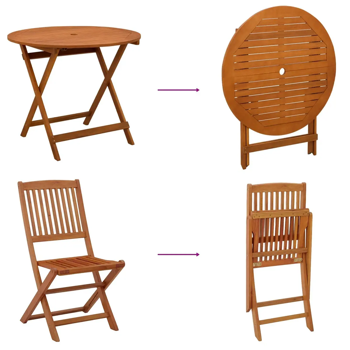 Outdoor Furniture Set Foldable Patio Garden Dining 5 Piece Solid Eucalyptus Wood Brown