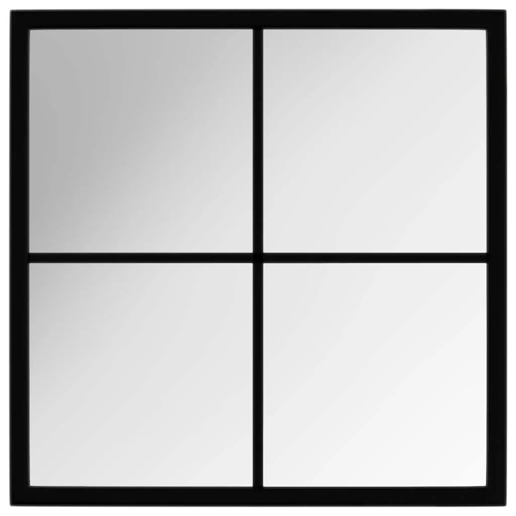 Wall Mirror Black 40x40 cm Metal Frame Hook Installation