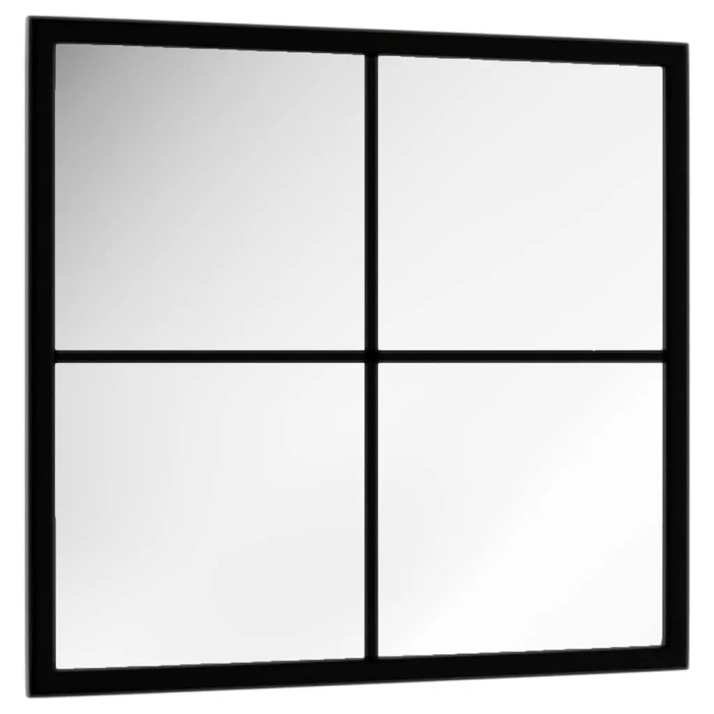 Wall Mirror Black 40x40 cm Metal Frame Hook Installation