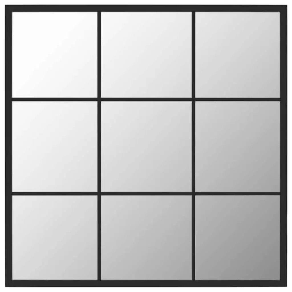 Wall Mirror Black 60x60cm Metal Frame Hook Mount Home Decor