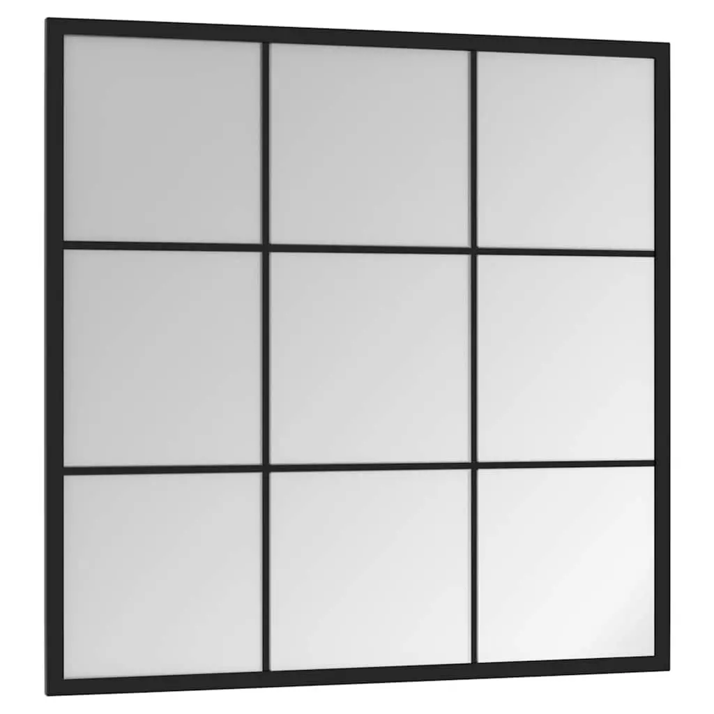 Wall Mirror Black 60x60cm Metal Frame Hook Mount Home Decor