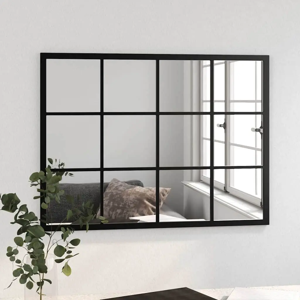 Wall Mirror Indoor Home Decor 80x60 cm Black Metal Frame