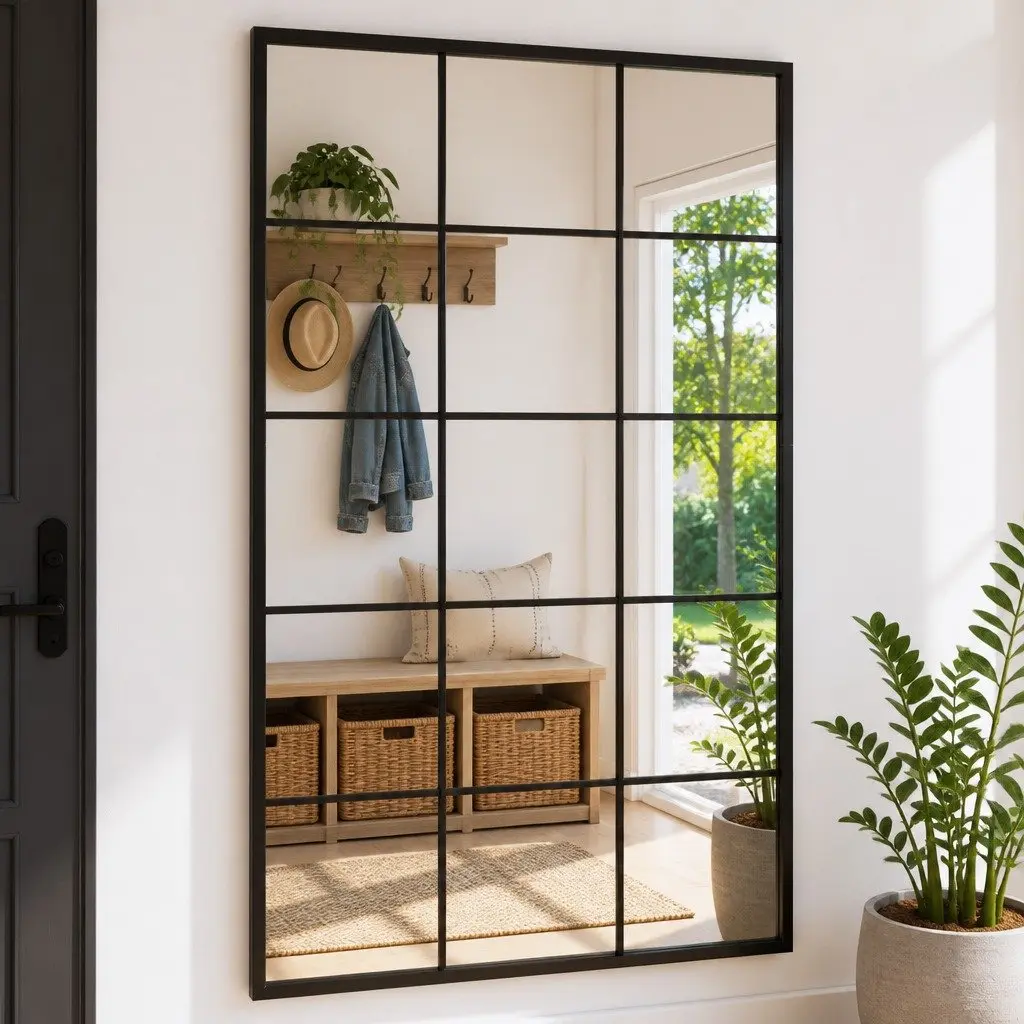 Wall Mirror Black 100x60 cm Metal Frame Home Decor