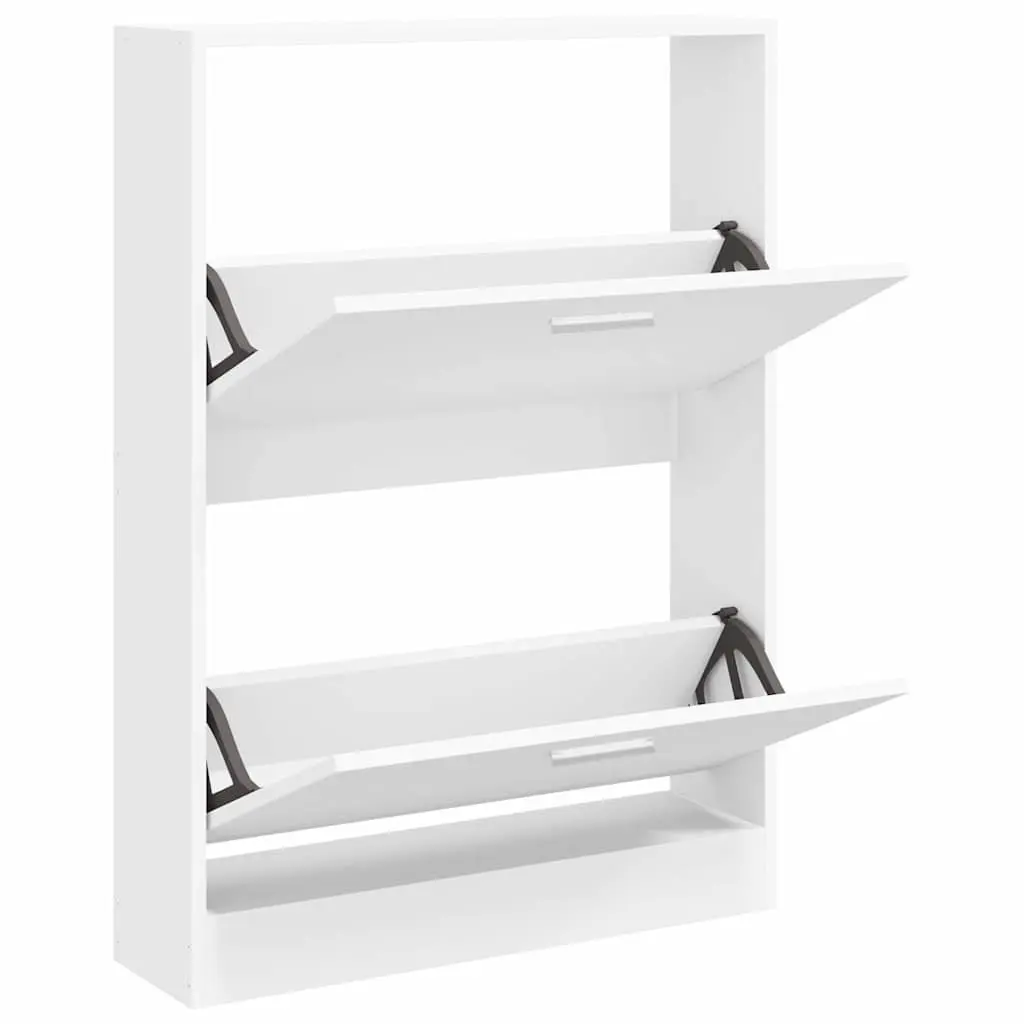 Shoe Cabinet White Storage Organiser 59x17x81cm Modern Furniture