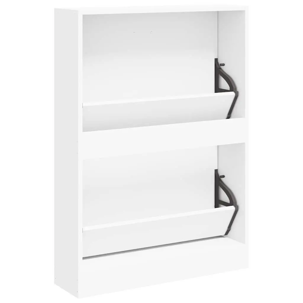 Shoe Cabinet White Storage Organiser 59x17x81cm Modern Furniture