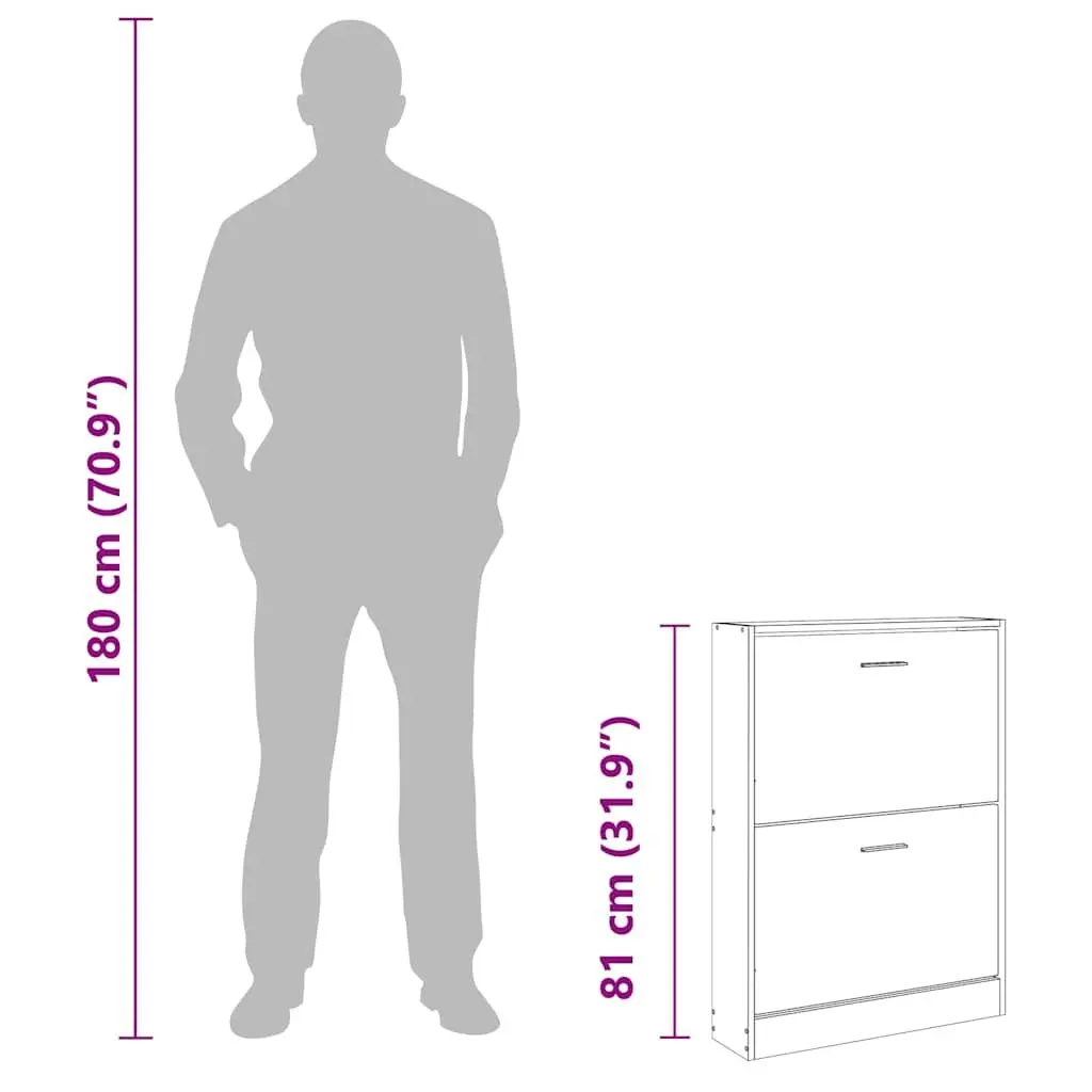Shoe Cabinet White Storage Organiser 59x17x81cm Modern Furniture