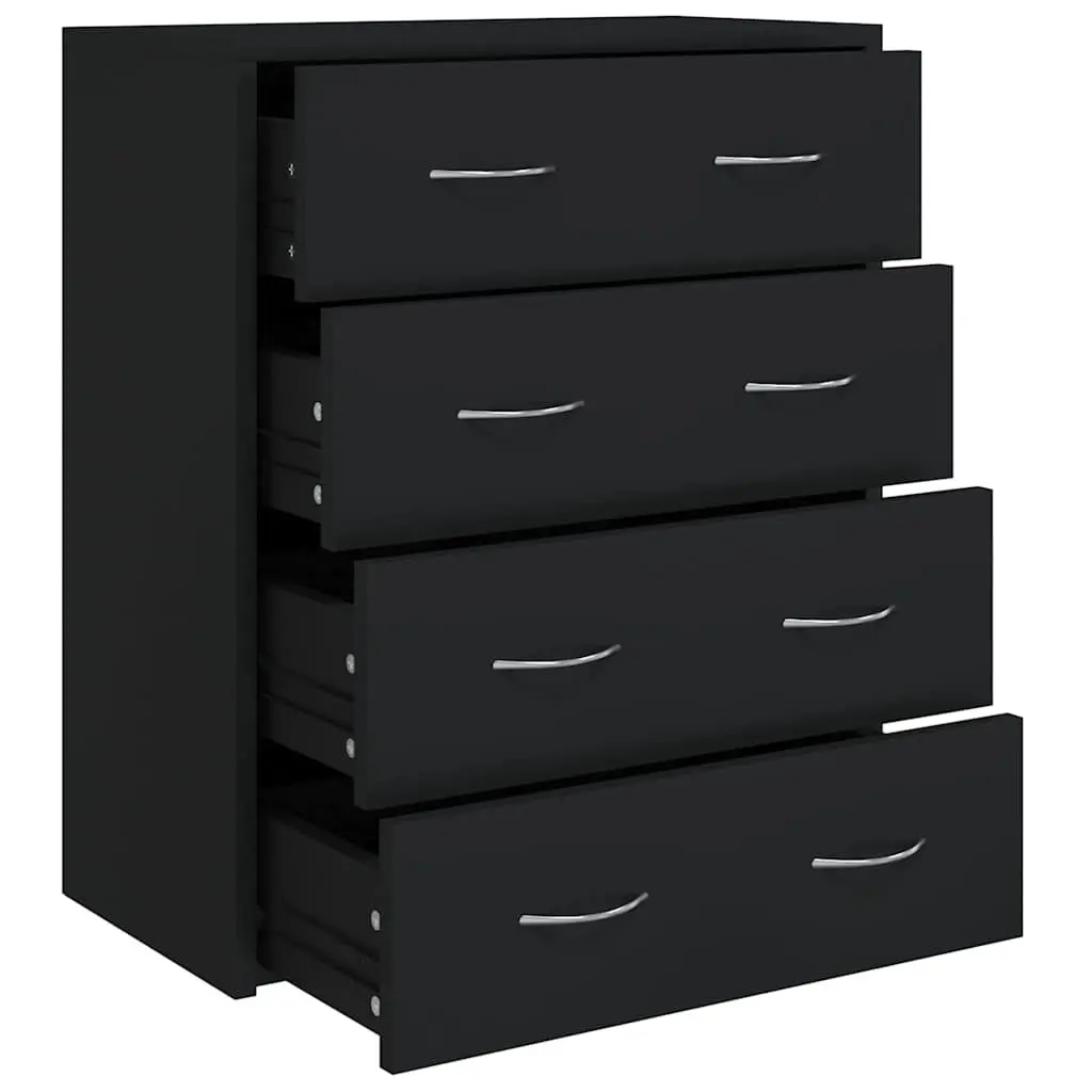 Sideboard Cabinet Storage Furniture 60x30.5x71cm Black 4 Drawers