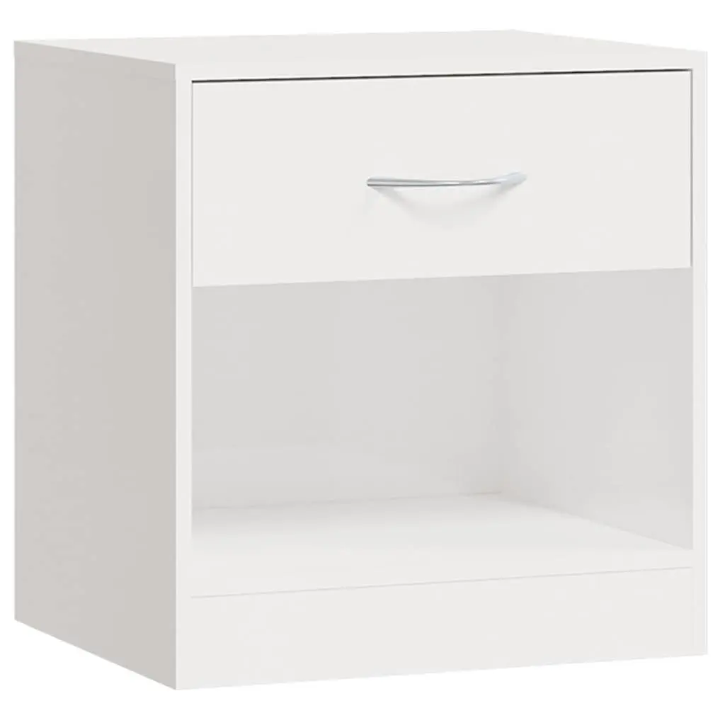 Bedside Cabinets 2 Pieces with Drawer White High Gloss Nightstand Storage
