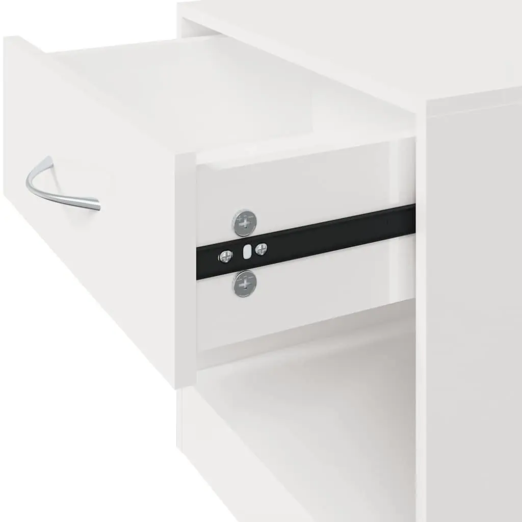 Bedside Cabinets 2 Pieces with Drawer White High Gloss Nightstand Storage