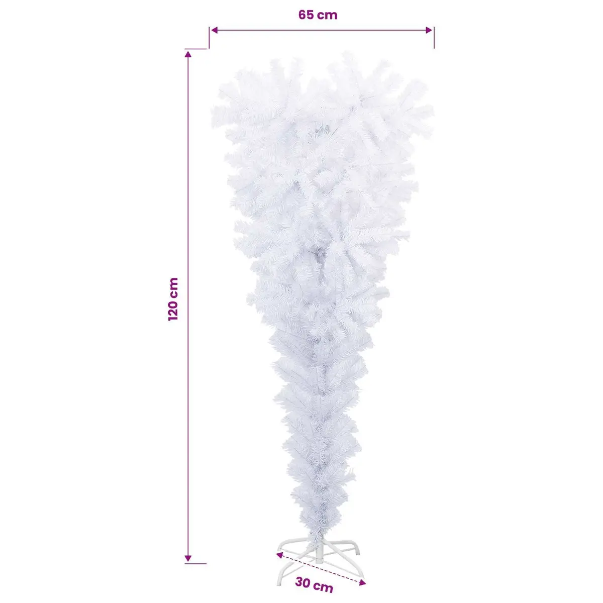 Artificial Christmas Tree 120cm White Cone-shaped PVC with LED Lights