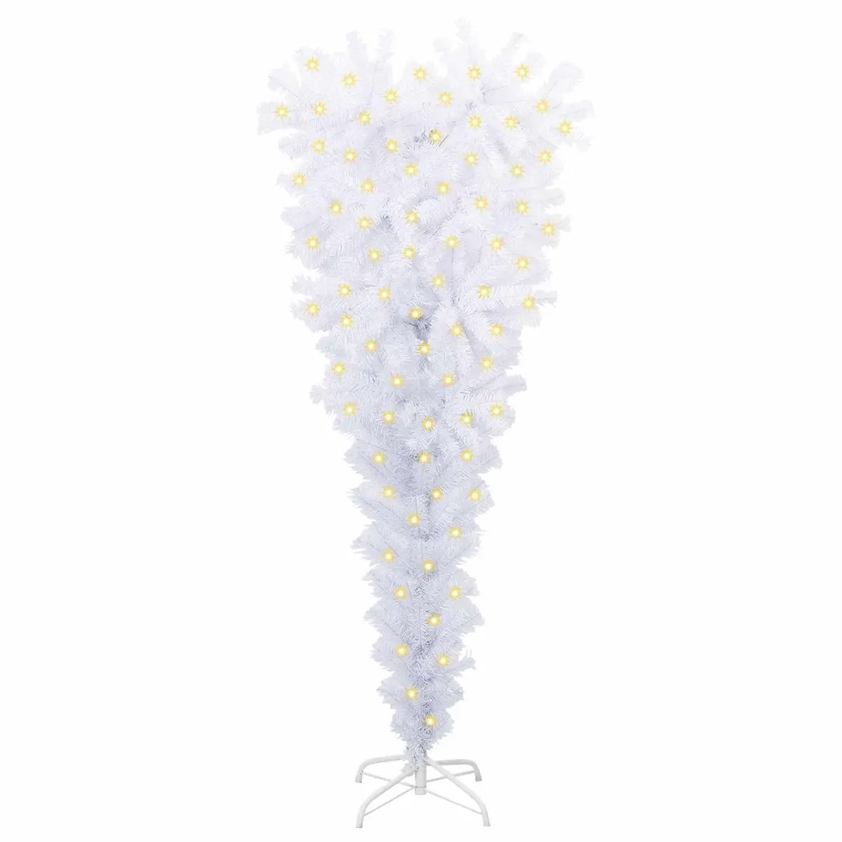 Artificial Christmas Tree 120cm White Cone-shaped PVC with LED Lights