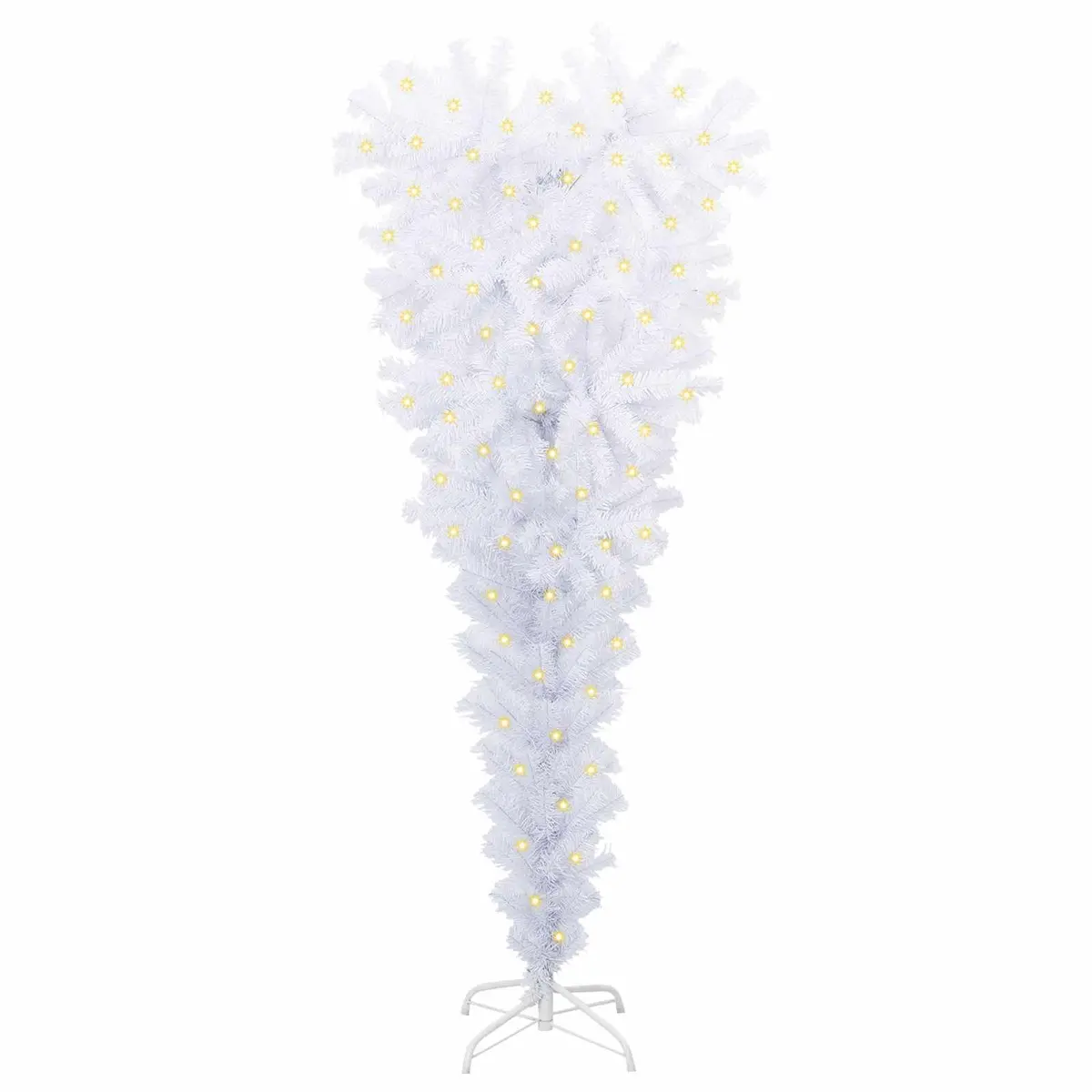 Artificial Christmas Tree 150cm White Cone-shaped PVC with LED Lights Holiday Decor