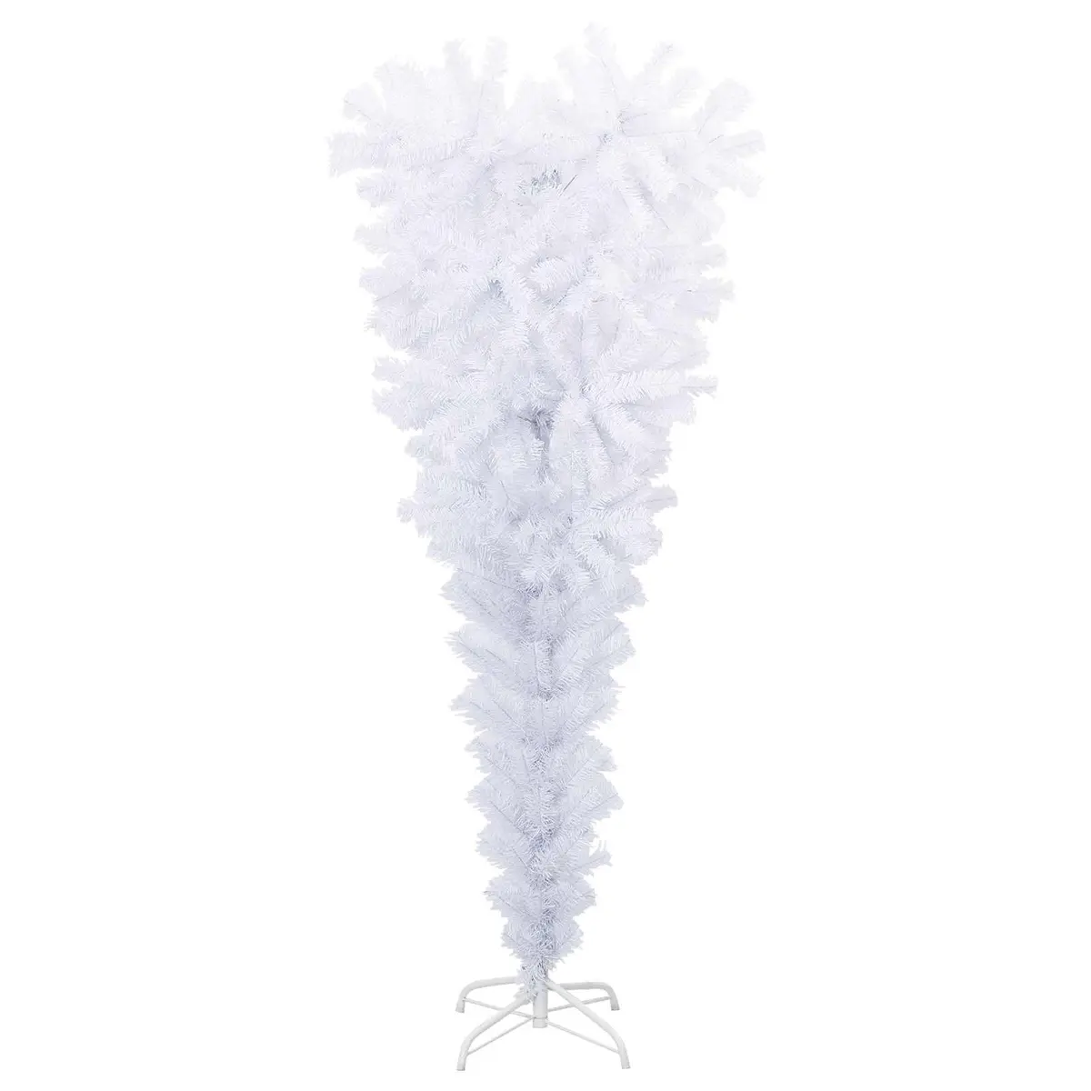 Artificial Christmas Tree 150cm White Cone-shaped PVC with LED Lights Holiday Decor