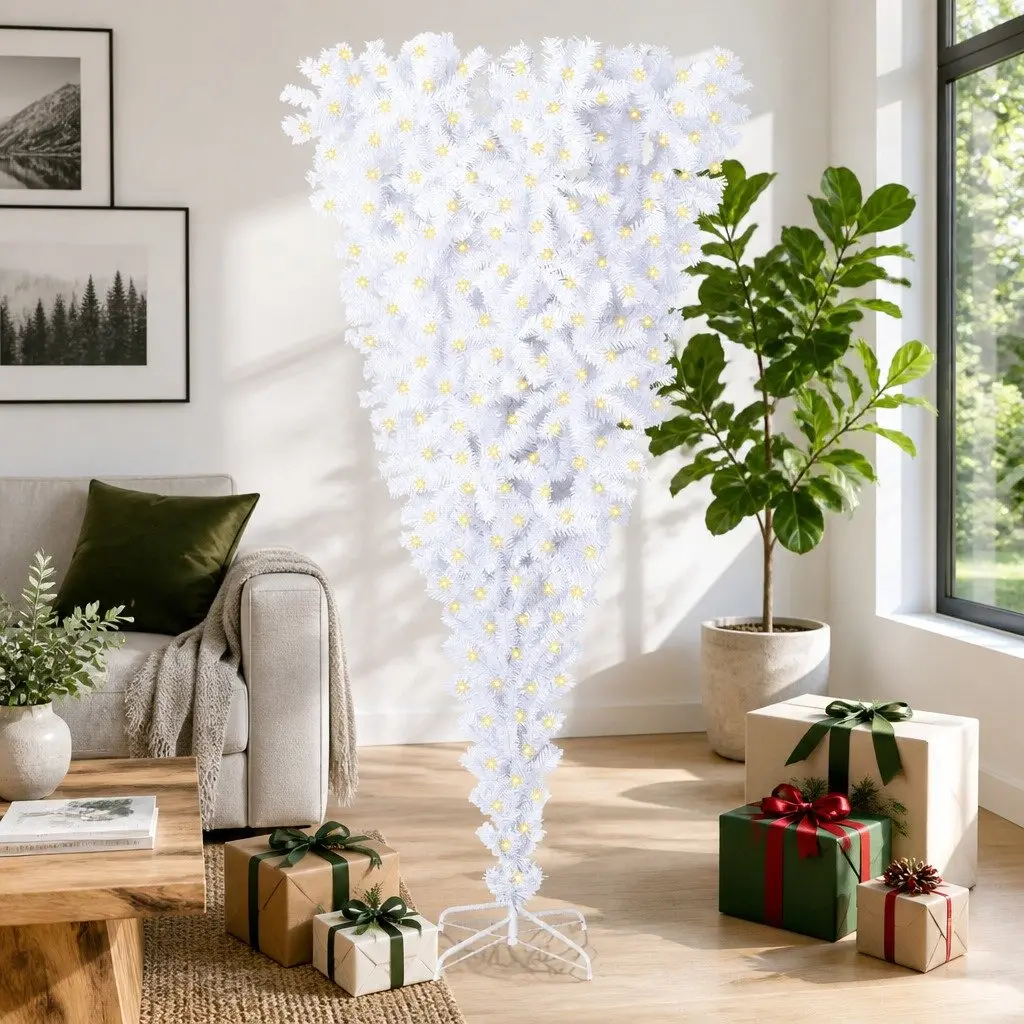 Artificial Christmas Tree 210cm White with LED Lights for Indoor and Outdoor Use
