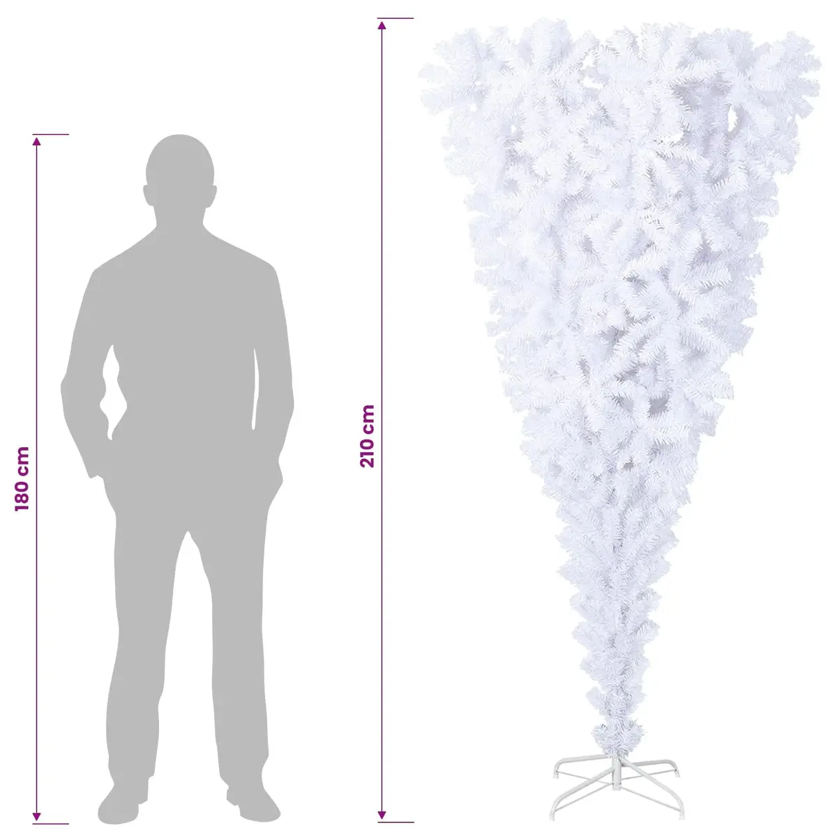 Artificial Christmas Tree 210cm White with LED Lights for Indoor and Outdoor Use