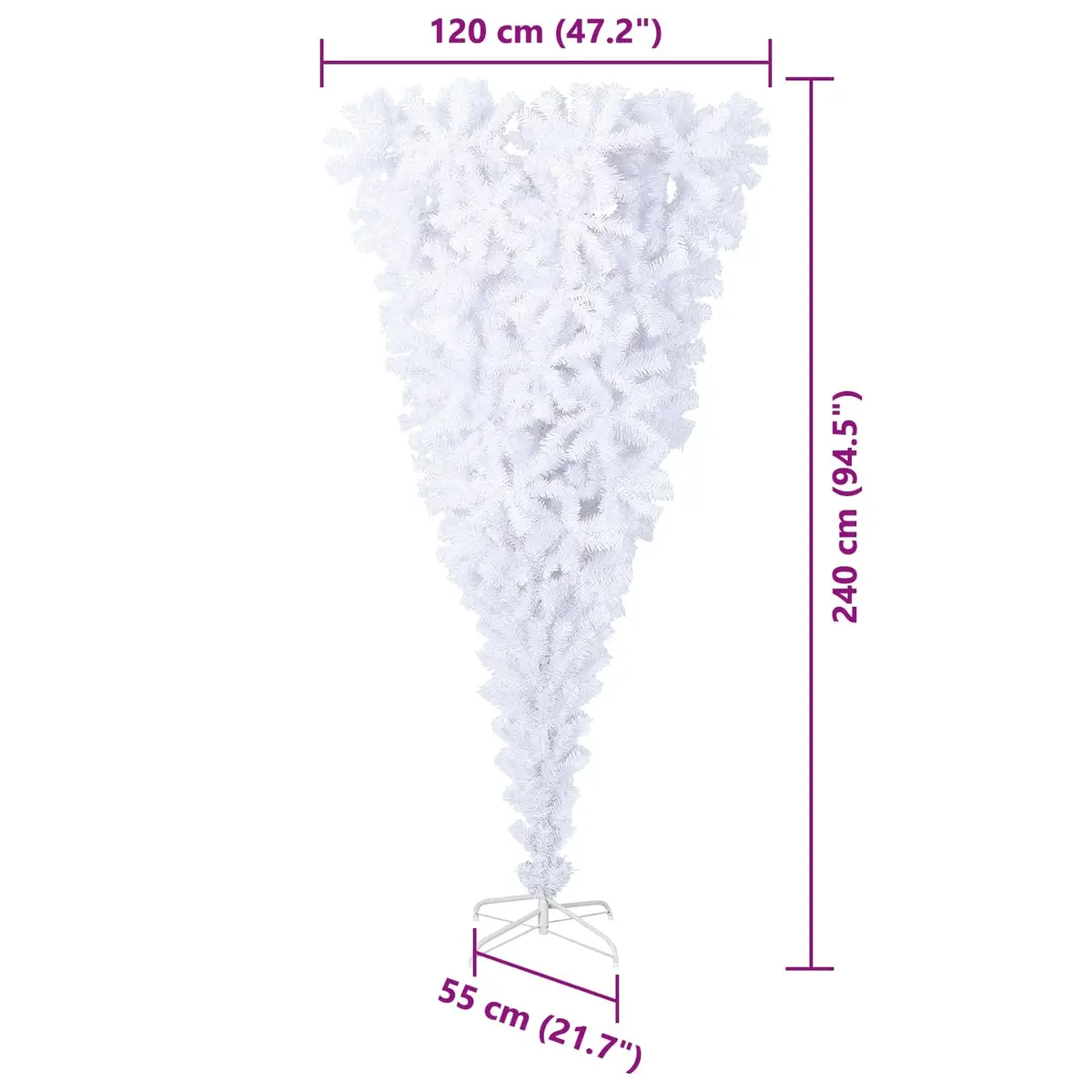 Artificial Christmas Tree 240cm White LED Lights Steel Stand Indoor Outdoor