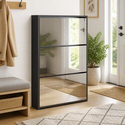 Practical 3-Layer Shoe Cabinet with Mirror and Storage