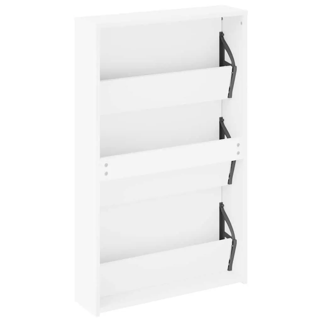 Shoe Cabinet 3 Layer Storage White Modern with Mirror for Hallway Entrance