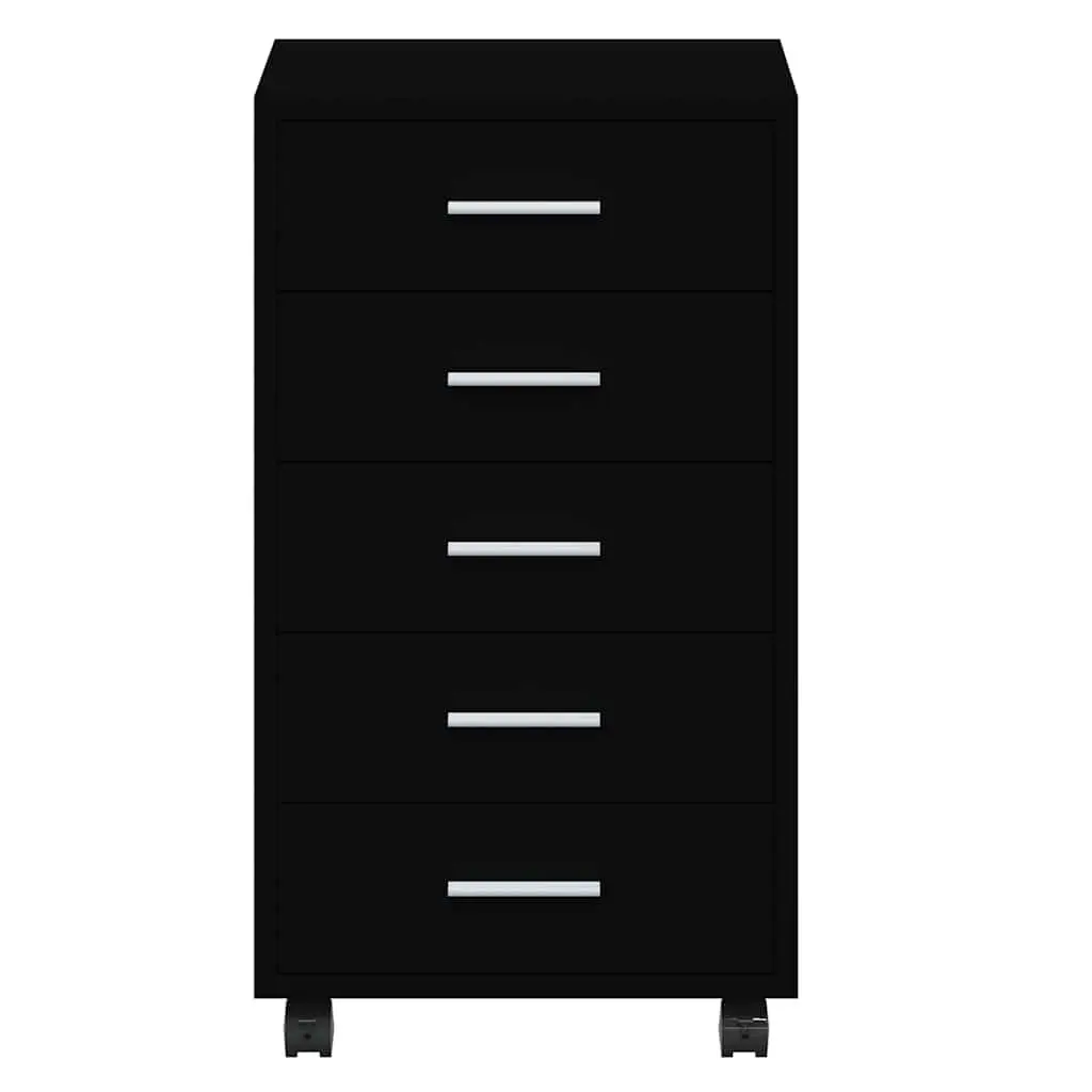 Drawer Cabinet with Castors Black Storage Solution Office Study Furniture