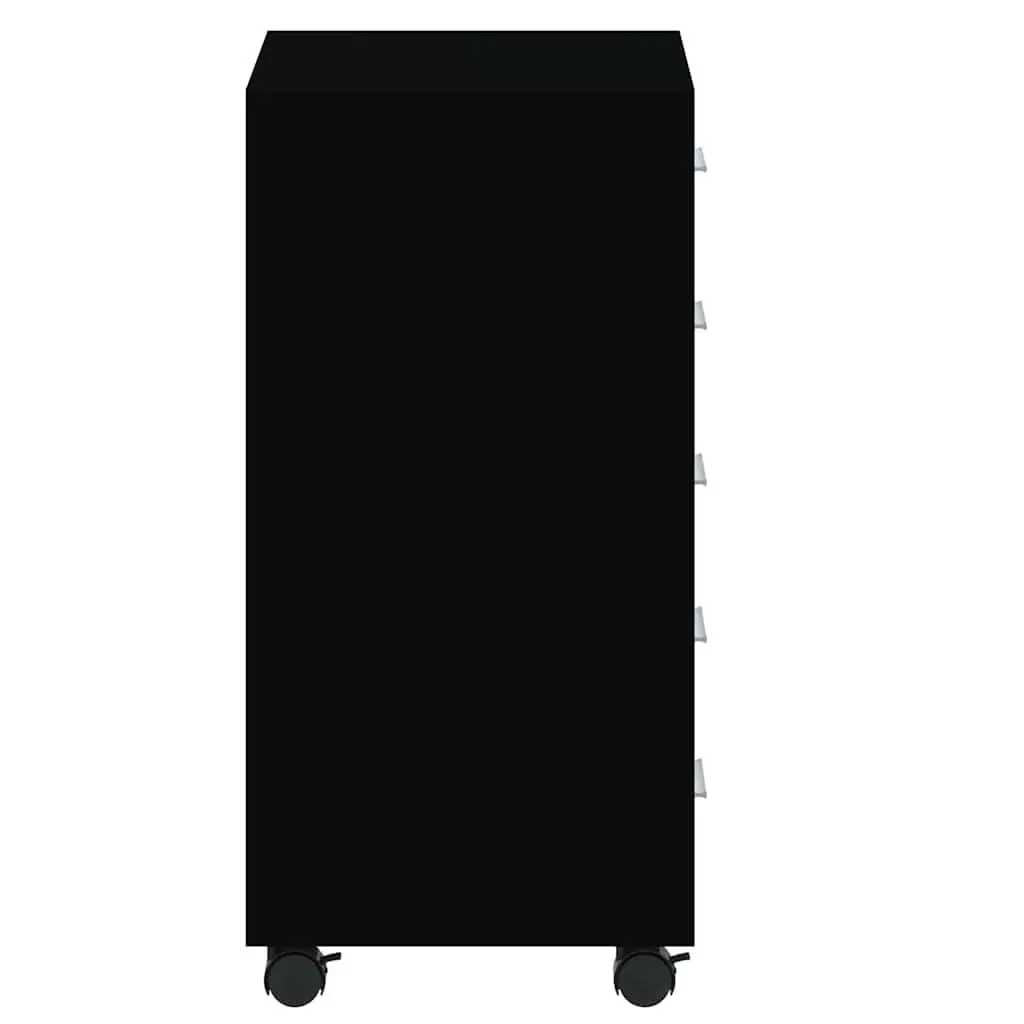 Drawer Cabinet with Castors Black Storage Solution Office Study Furniture