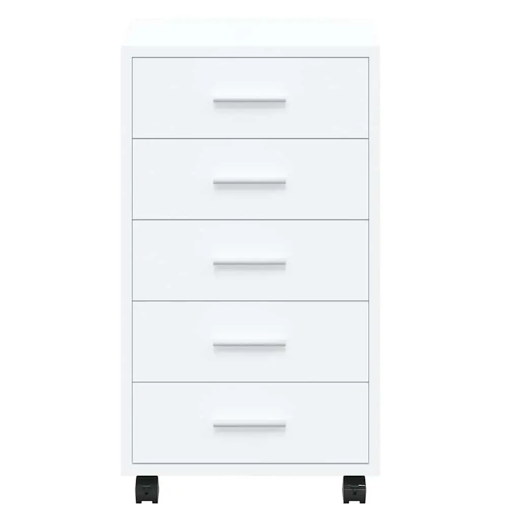 Drawer Storage Cabinet 5 Drawer High Gloss White Office Furniture with Wheels