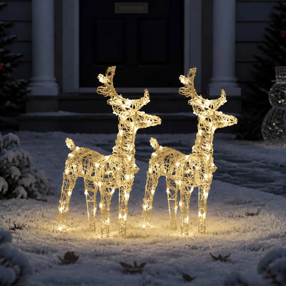 Reindeer LED Lights Outdoor Decoration 2 Piece Warm White Acrylic