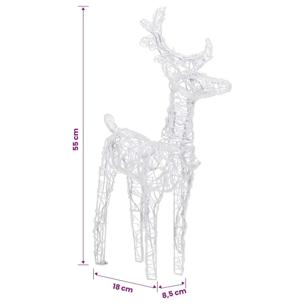 Christmas Reindeer Outdoor Decoration 2 Piece Cold White 80 LED Lights Acrylic Yard