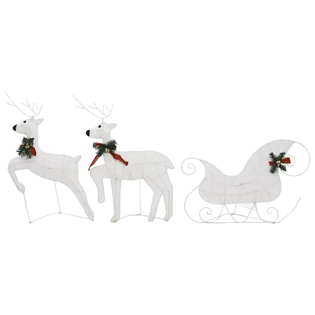 Outdoor Christmas Decoration Reindeer Sleigh 60 LED Lights White