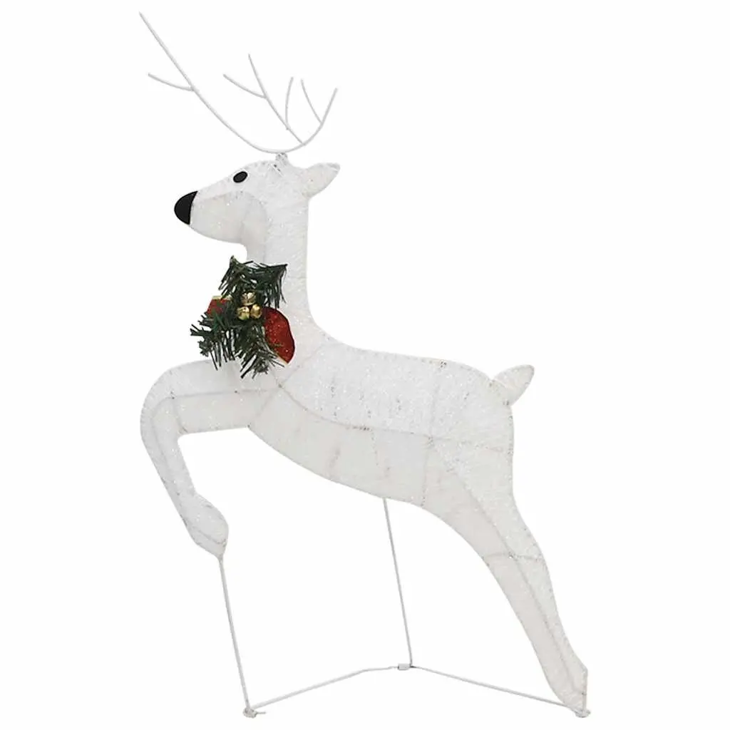 Outdoor Christmas Decoration Reindeer Sleigh 60 LED Lights White