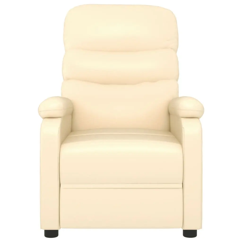Electric Massage Chair Vibration Relaxation 6 Point Faux Leather Cream