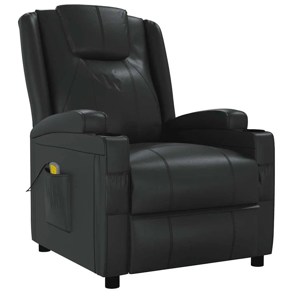 Electric Massage Chair Vibration Reclining Faux Leather Black