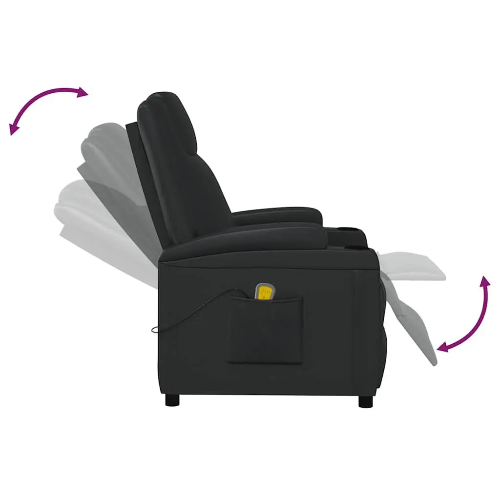 Electric Massage Chair Vibration Reclining Faux Leather Black
