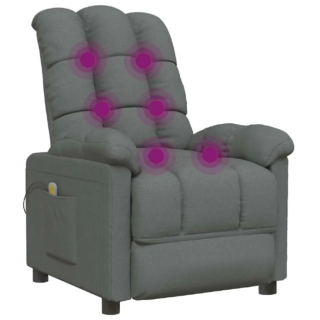 Electric Massage Chair Vibration 6 Points Manual Reclining Grey Fabric