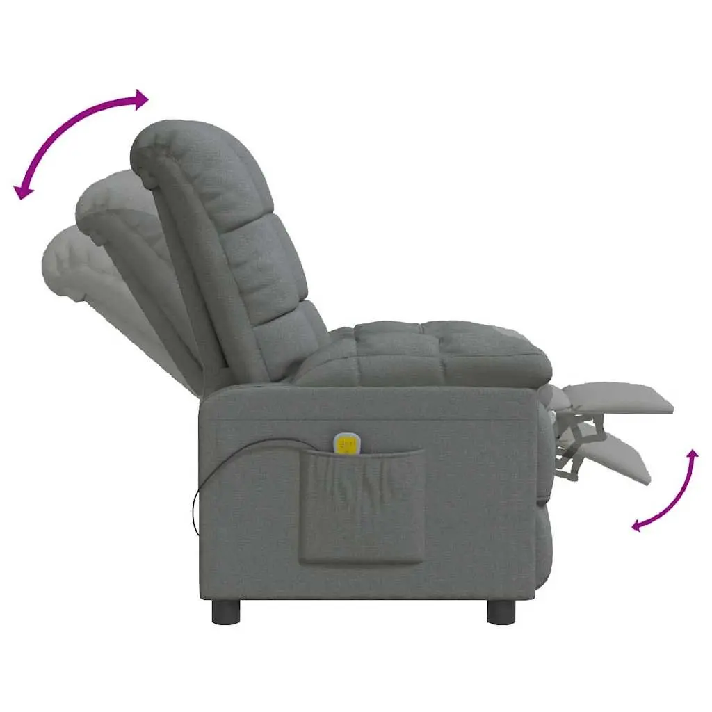 Electric Massage Chair Vibration 6 Points Manual Reclining Grey Fabric