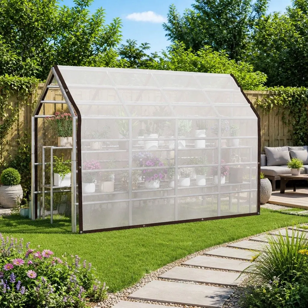 Transparent PE Plant Cover Tarpaulin 3 x 3 m Garden Outdoor Protective Tarp