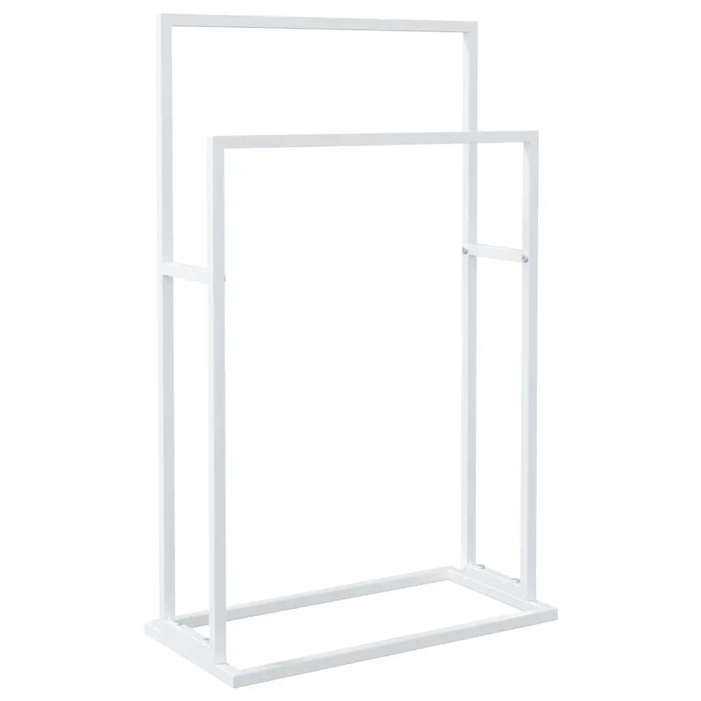 Freestanding Towel Rack 2-Tier Bathroom Storage Organiser Stand White