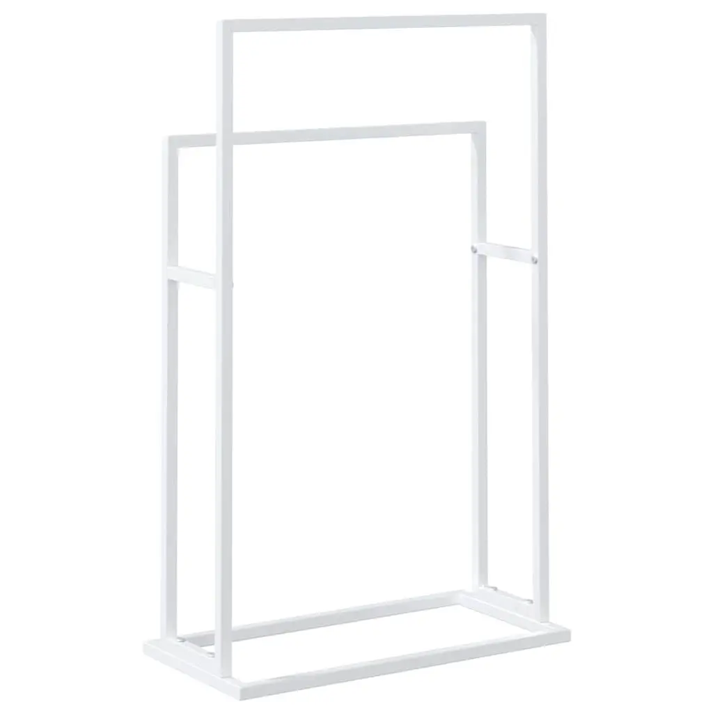 Freestanding Towel Rack 2-Tier Bathroom Storage Organiser Stand White