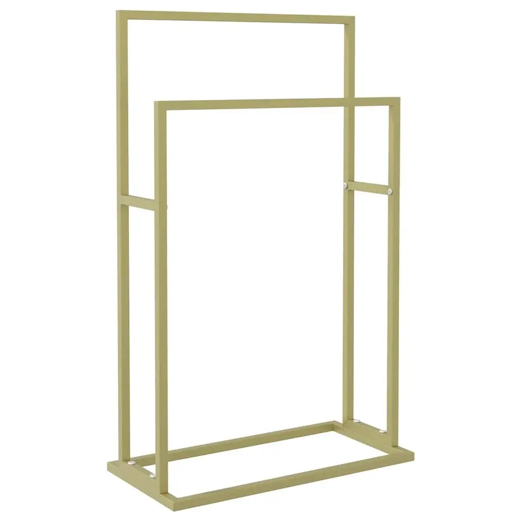 Freestanding Towel Rack Gold 2-Tier Bathroom Storage Organiser 48 x 24 x 78.5 cm