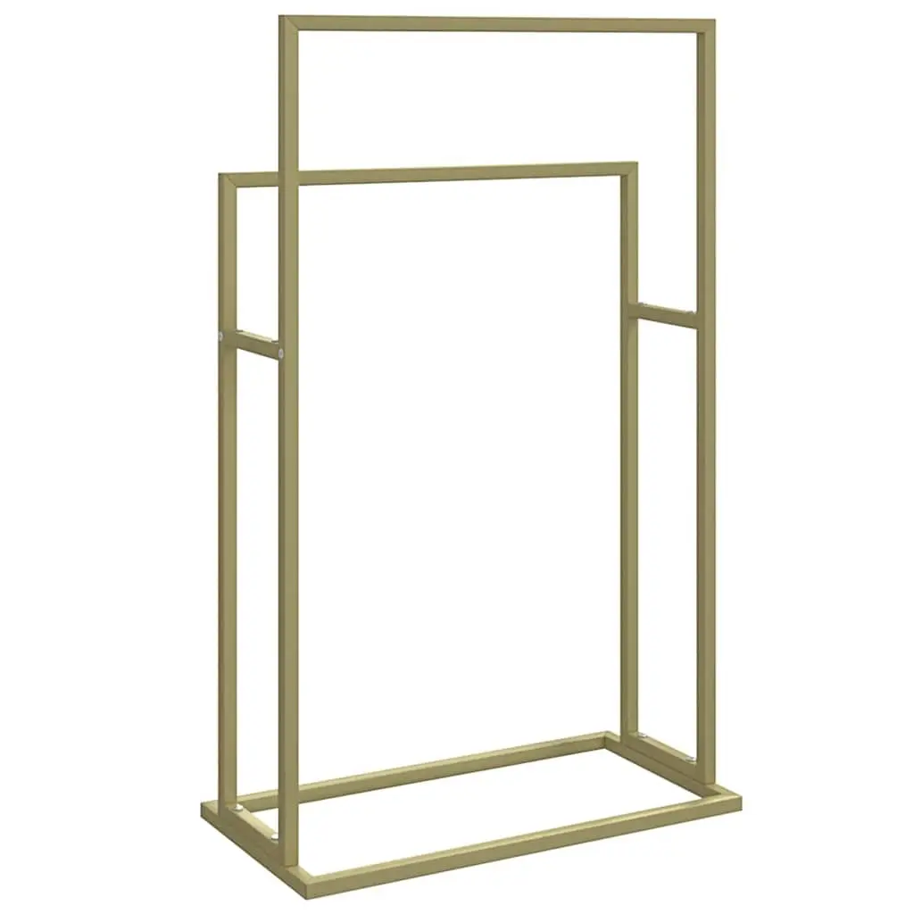 Freestanding Towel Rack Gold 2-Tier Bathroom Storage Organiser 48 x 24 x 78.5 cm