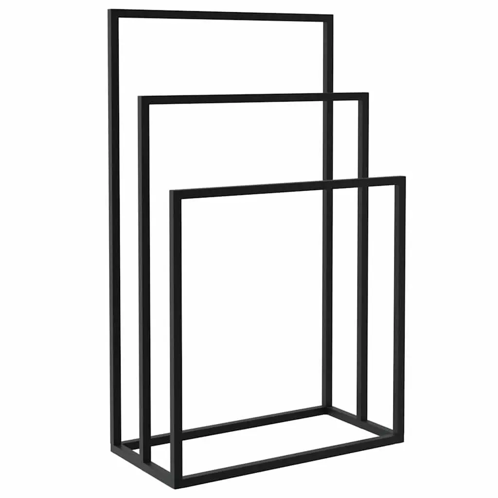 Freestanding Towel Rack 3 Tier Bathroom Storage Holder Black Iron