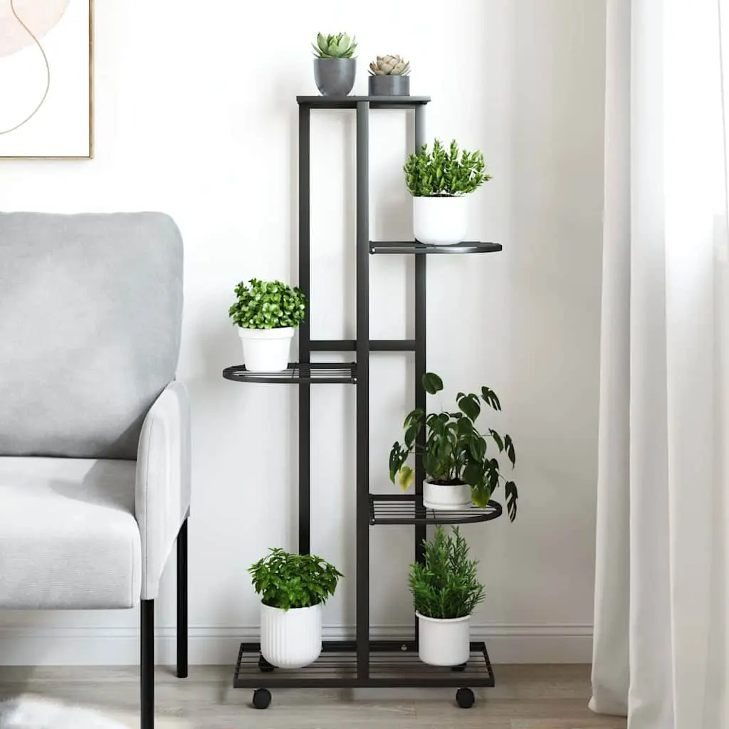 5-Tier Flower Stand Display Rack Iron Plant Rack Corner Shelf Black