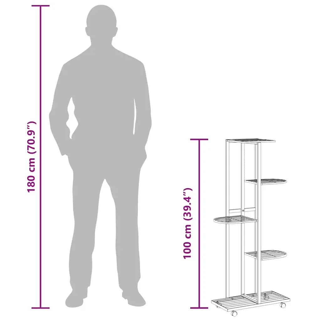 5-Tier Flower Stand Display Rack Iron Plant Rack Corner Shelf Black