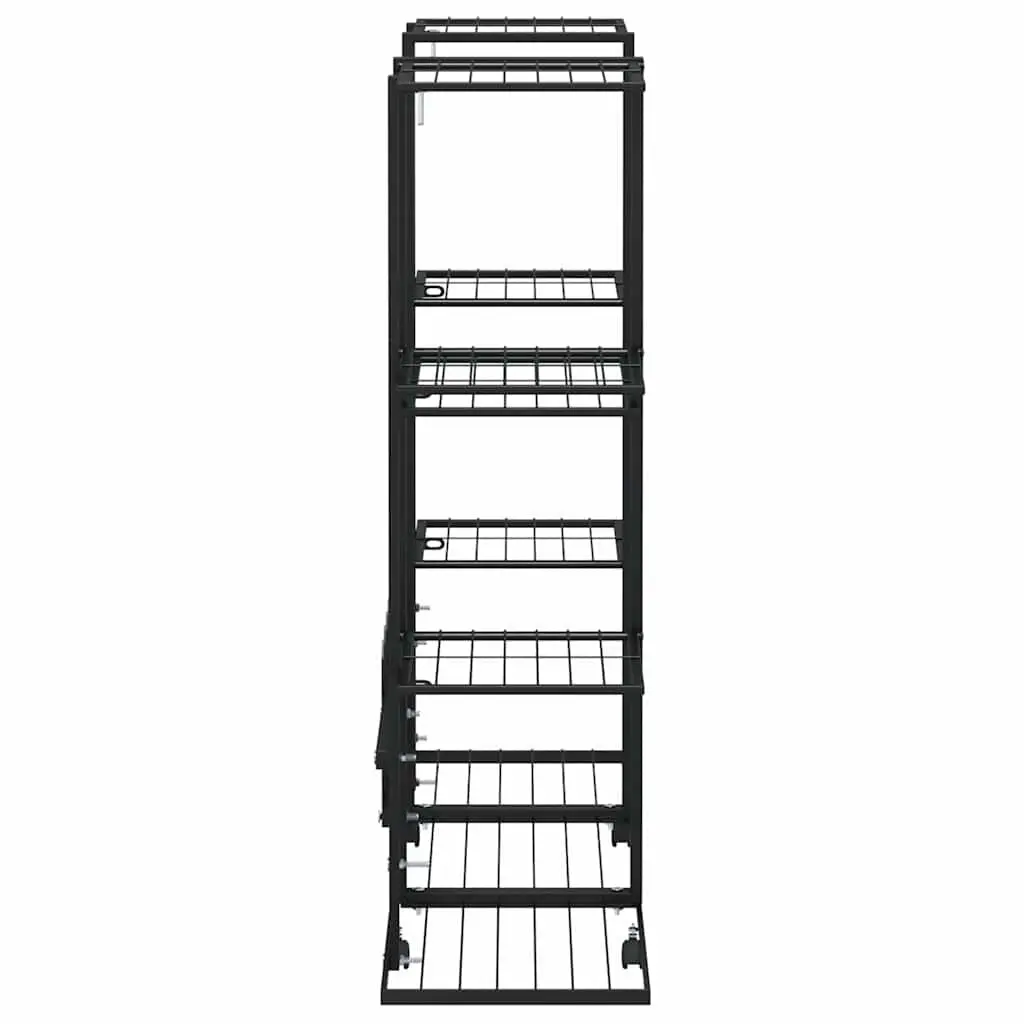 Plant Stand Black Iron Flower Display Shelf with Wheels